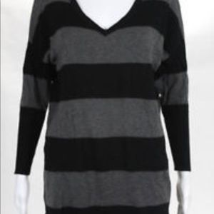 Joie black and heather grey striped sweater